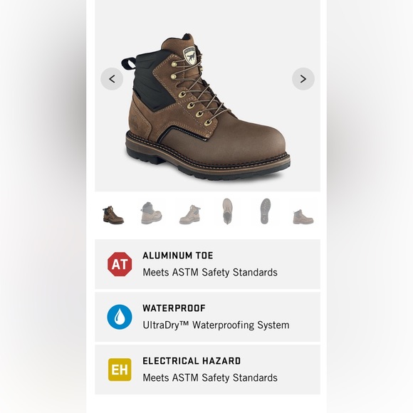 Irish Setter Red Wing Mens Work Boots, aluminum toe electric hazard (new in box) - Picture 10 of 10